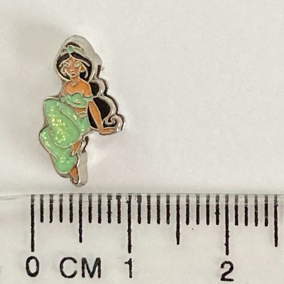 Vintage Disney Princess Jasmine Slider Charm Aladdin Signed Silver Tone Enamel - Picture 12 of 12